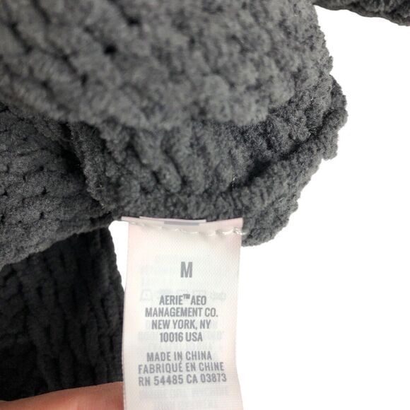 Aerie Sweater Womens Medium Gray Oversized Turtleneck Chunky Soft Comfort Casual - Picture 10 of 16